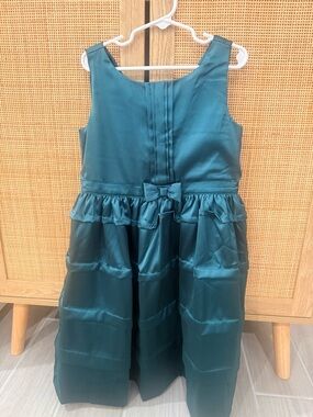 Gymboree Teal Satin Bow-Front Party Dress